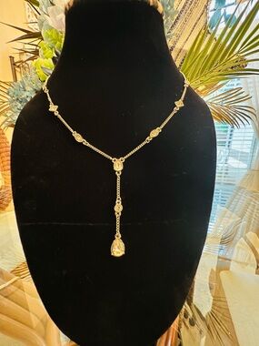 Givenchy Silver-tone Lariat Necklace with Drop Pendant - EUC